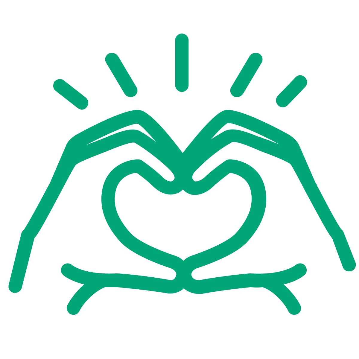 green hands in heart shape icon